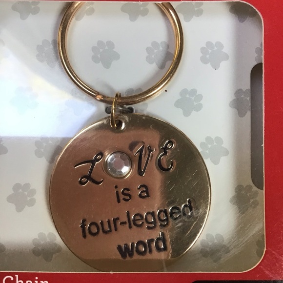 Love Is A Four Legged Word Pet Owner’s Gold Tone Keychain NWT - Picture 4 of 10